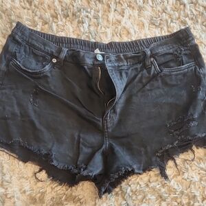 Women's Black Distressed Shorts